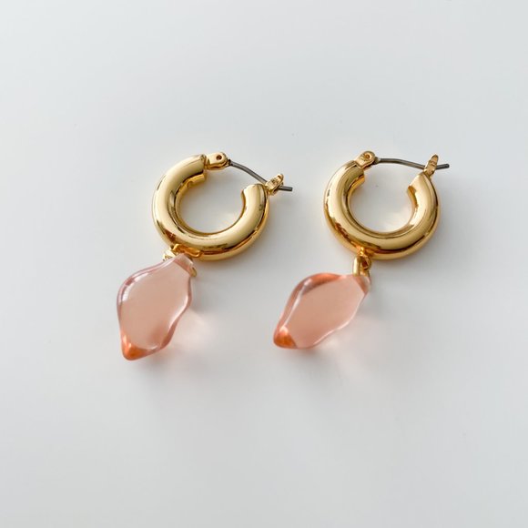 J. Crew Acetate Drop Huggie Hoop Earrings (Pink) - Picture 2 of 3